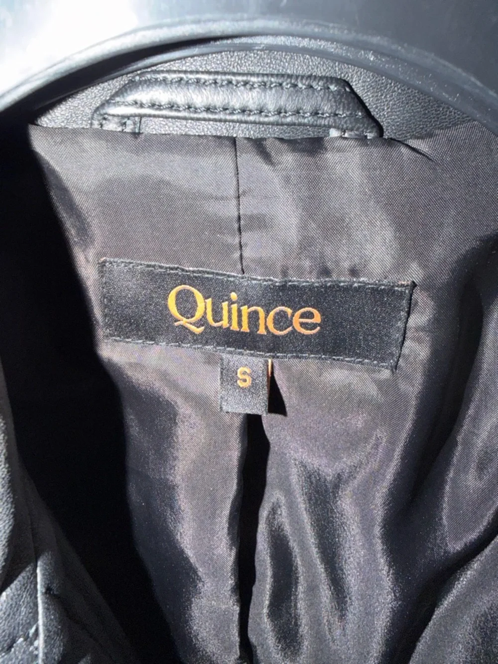 Quince Black Leather Bomber-Style Button Jacket - Picture 3 of 3
